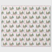 Weihnachtselfen in Wasserfarbe in Schneeflocken Geschenkpapier (Flach)