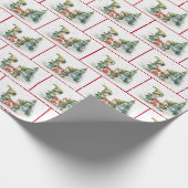 Weihnachtselfen in Wasserfarbe in Schneeflocken Geschenkpapier (Ecke)