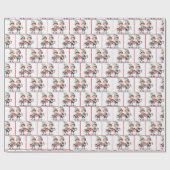 Weihnachtselfen in Wasserfarbe in Schneeflocken Geschenkpapier (Flach)