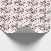 Weihnachtselfen in Wasserfarbe in Schneeflocken Geschenkpapier (Ecke)