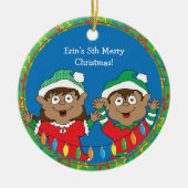 Weihnachtselfen Keramik Ornament (Vorne)