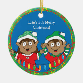 Weihnachtselfen Keramik Ornament