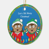 Weihnachtselfen Keramik Ornament (Links)