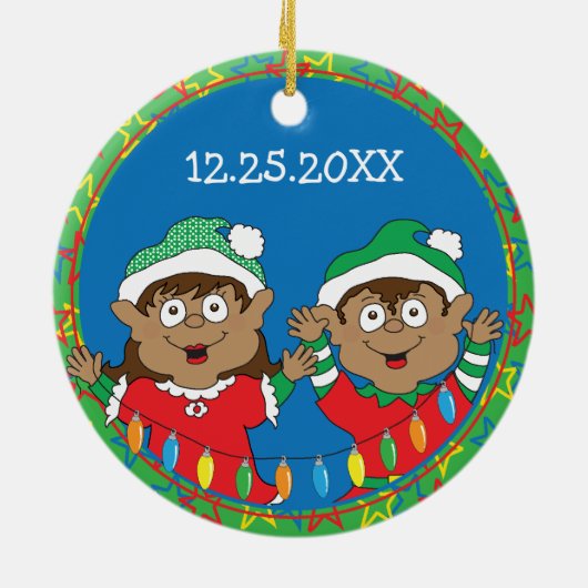 Weihnachtselfen Keramik Ornament (Hinten)