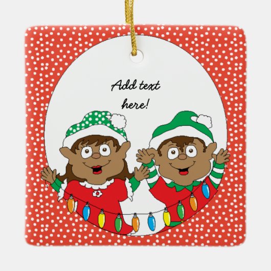 Weihnachtselfen Keramikornament (Vorderseite)