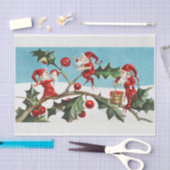 Weihnachtselfen Malerei Ivy und Rote Berries Seidenpapier (Handwerk)
