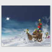 Weihnachtselfen mit einem Polar-Bär Geschenkpapier (Flach)