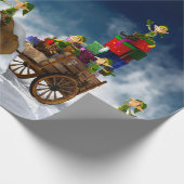 Weihnachtselfen mit einem Polar-Bär Geschenkpapier (Ecke)