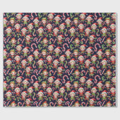 Weihnachtselfen mit festem Kachelboden Geschenkpapier (Flach)