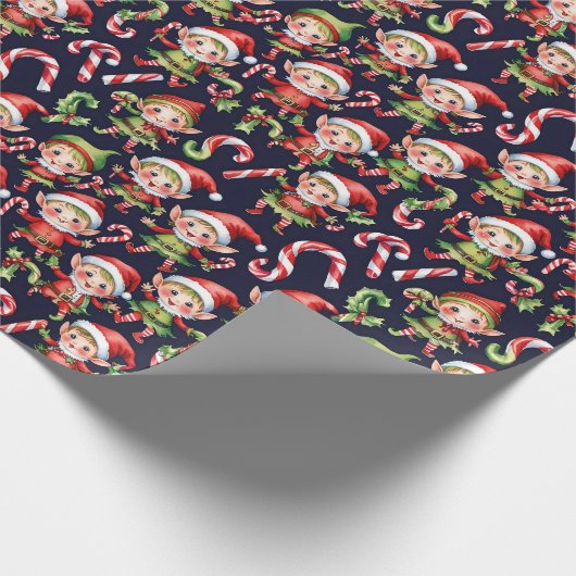 Weihnachtselfen mit festem Kachelboden Geschenkpapier (Ecke)