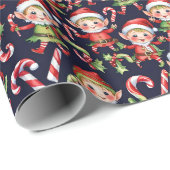 Weihnachtselfen mit festem Kachelboden Geschenkpapier (Rolleneckpunkt)