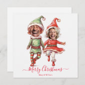 Weihnachtselfen Paar Feiertagskarte (Vorne/Hinten)