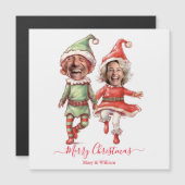 Weihnachtselfen-Paar Magnetkarte (Vorne/Hinten)