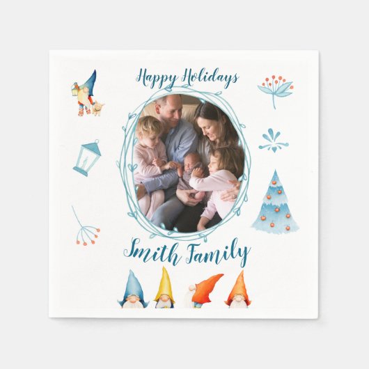 Weihnachtselfen Papier Napkins mit Foto Serviette (Vorderseite)