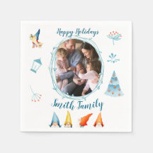 Weihnachtselfen-Papier-Servietten mit Foto