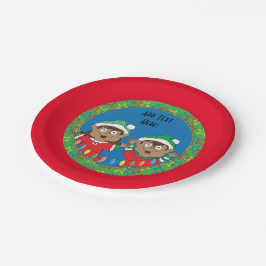 Weihnachtselfen Pappteller (Schrägansicht)