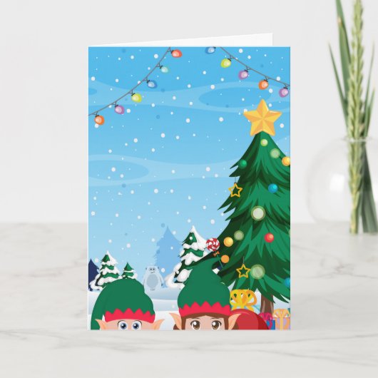 Weihnachtselfen pinkeln feiertagskarte (Vorderseite)