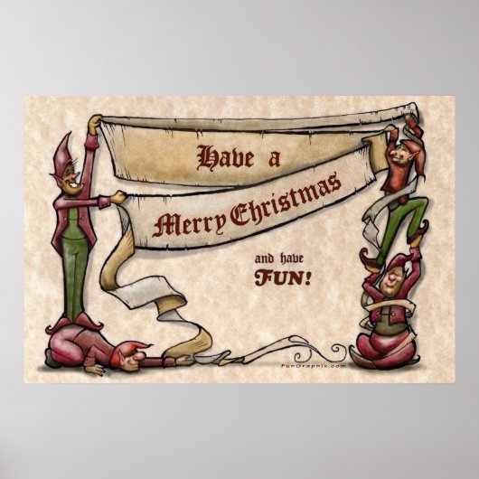 Weihnachtselfen-Poster Poster (Vorne)