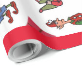 Weihnachtselfen rotes glänzendes Papier Geschenkpapier (Rolleneckpunkt)