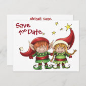 Weihnachtselfen Save the Date Hochzeitsankündigung (Vorne/Hinten)