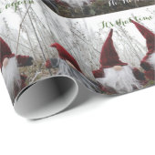 Weihnachtselfen Silver Burgund Niedliche Typografi Geschenkpapier (Rolleneckpunkt)