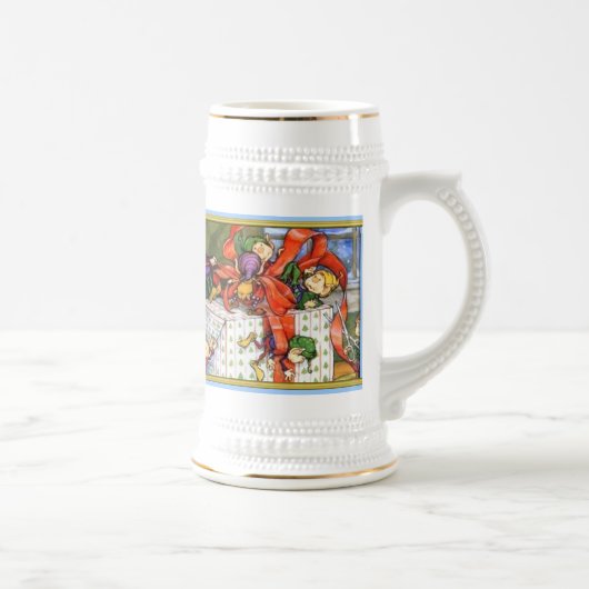 Weihnachtselfen Tasse/Stein Bierglas (Rechts)