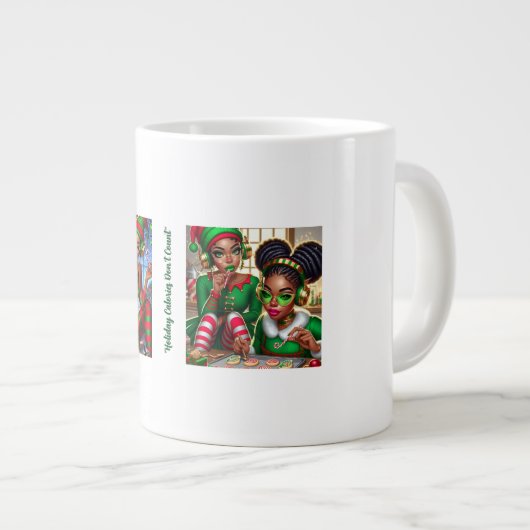 Weihnachtselfen und Goodies Jumbo-Tasse (Vorderseite Rechts)