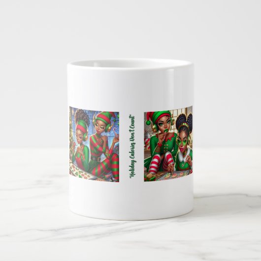 Weihnachtselfen und Goodies Jumbo-Tasse (Vorderseite)