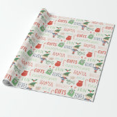 Weihnachtselfen und lustiger Text Geschenkpapier (Ungerollt)