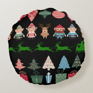 Weihnachtselfen und mehr rundes kissen