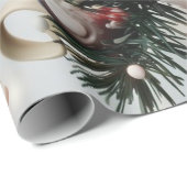 Weihnachtselfen und Ornamente Geschenkpapier (Rolleneckpunkt)