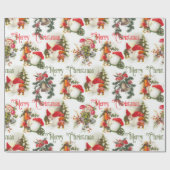 Weihnachtselfen und Pilze Geschenkpapier (Flach)