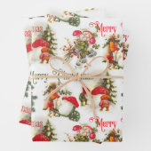 Weihnachtselfen und Pilze Geschenkpapier Set (Beispiel)