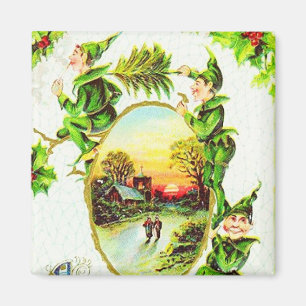 Weihnachtselfen Vintage Magnet