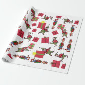 Weihnachtselfen weißes glänzendes Papier Geschenkpapier (Ungerollt)