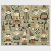 Weihnachtselfen-Wrapping-Papier Geschenkpapier (Flach)