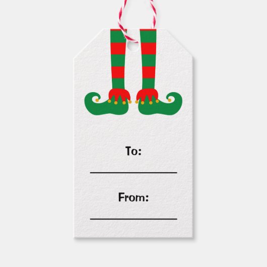 Weihnachtselfen zu und von Geschenketiketten mit K Geschenkanhänger (Vorderseite)