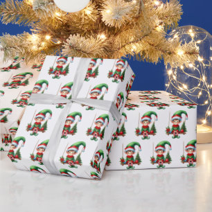 Weihnachtselfengeflecht Geschenkpapier