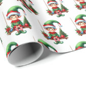 Weihnachtselfengeflecht Geschenkpapier (Rolleneckpunkt)