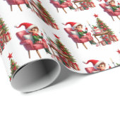 Weihnachtselfengeflecht Geschenkpapier (Rolleneckpunkt)