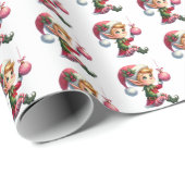Weihnachtselfengeflecht Geschenkpapier (Rolleneckpunkt)
