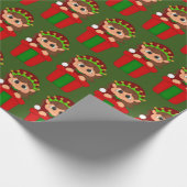 Weihnachtselfenmuster Geschenkpapier (Ecke)