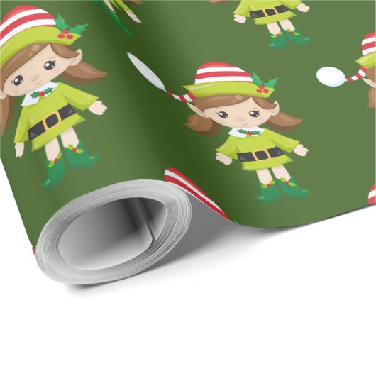 Weihnachtselfmädchen Geschenkpapier (Rolleneckpunkt)