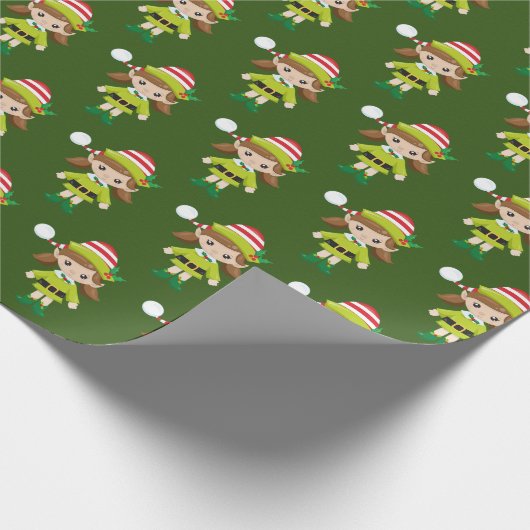 Weihnachtselfmädchen Geschenkpapier (Ecke)