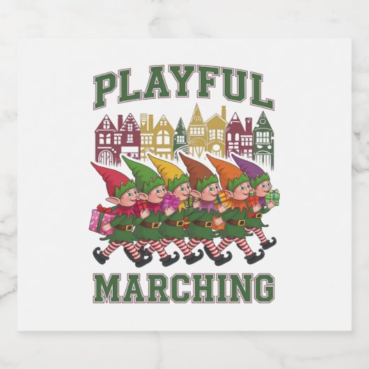 Weihnachtselfparade Schaumweinetikett (Einzelnes Label)