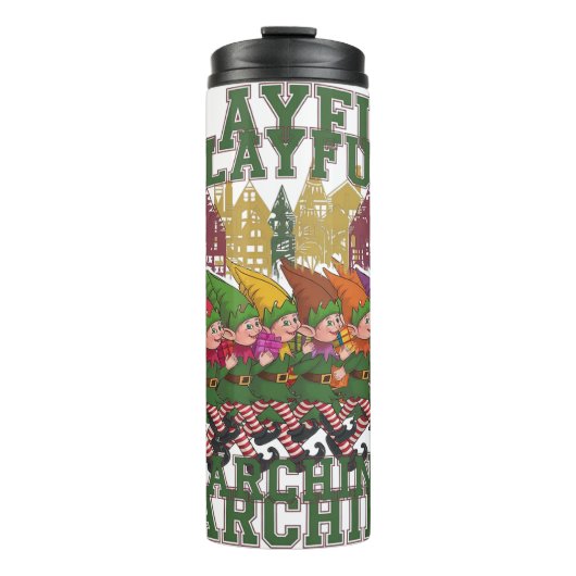 Weihnachtselfparade Thermosbecher (Vorderseite)