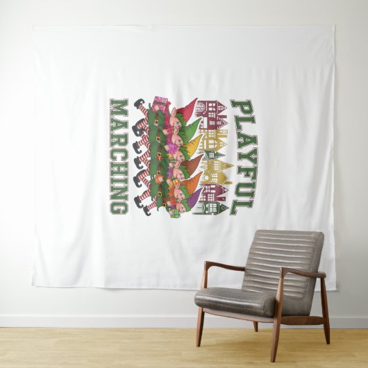 Weihnachtselfparade Wandteppich (Beispiel (Horizontal))