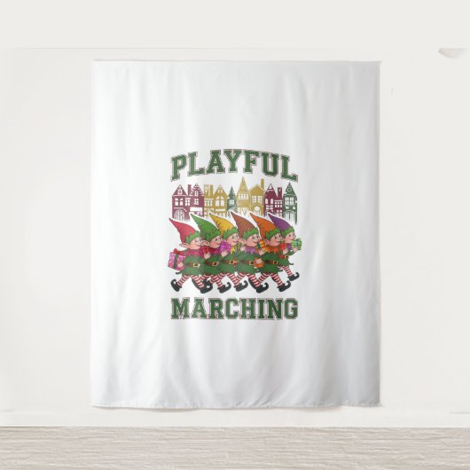 Weihnachtselfparade Wandteppich (Vorderseite)