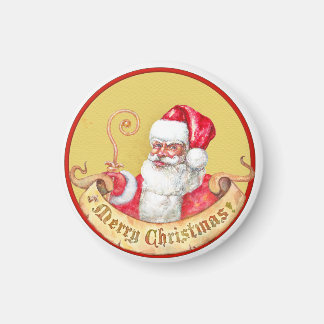 Weihnachtsemblem: Der Weihnachtsmann mit goldener Magnet