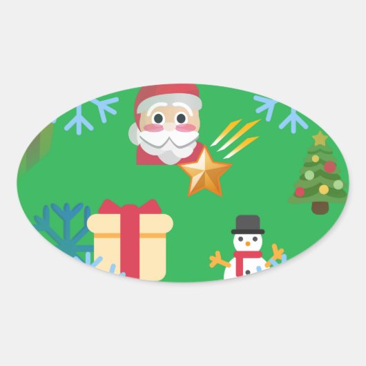 Weihnachtsemoji Ovaler Aufkleber (Vorderseite)